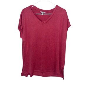 Orvis Womens  V-Neck Short Sleeve Top M Polyester Rayon Blend